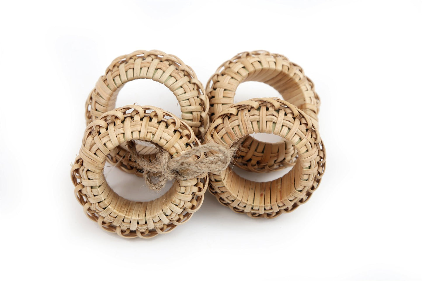 Set of Four Rattan Napkin Holders