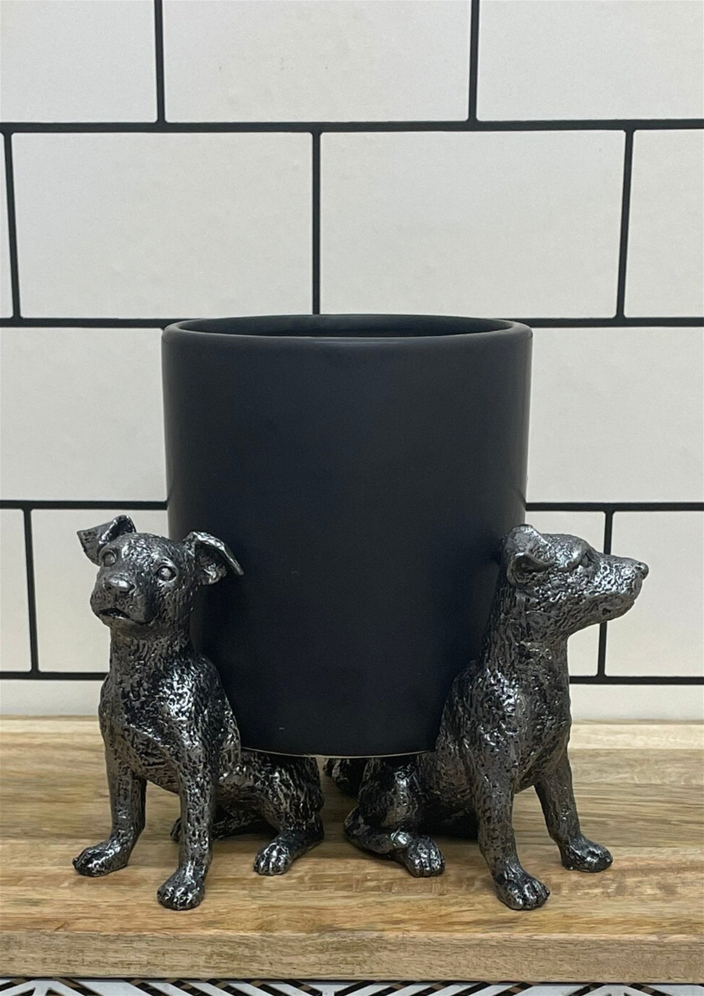 Set Of Silver Jack Russell Dog Pot Risers