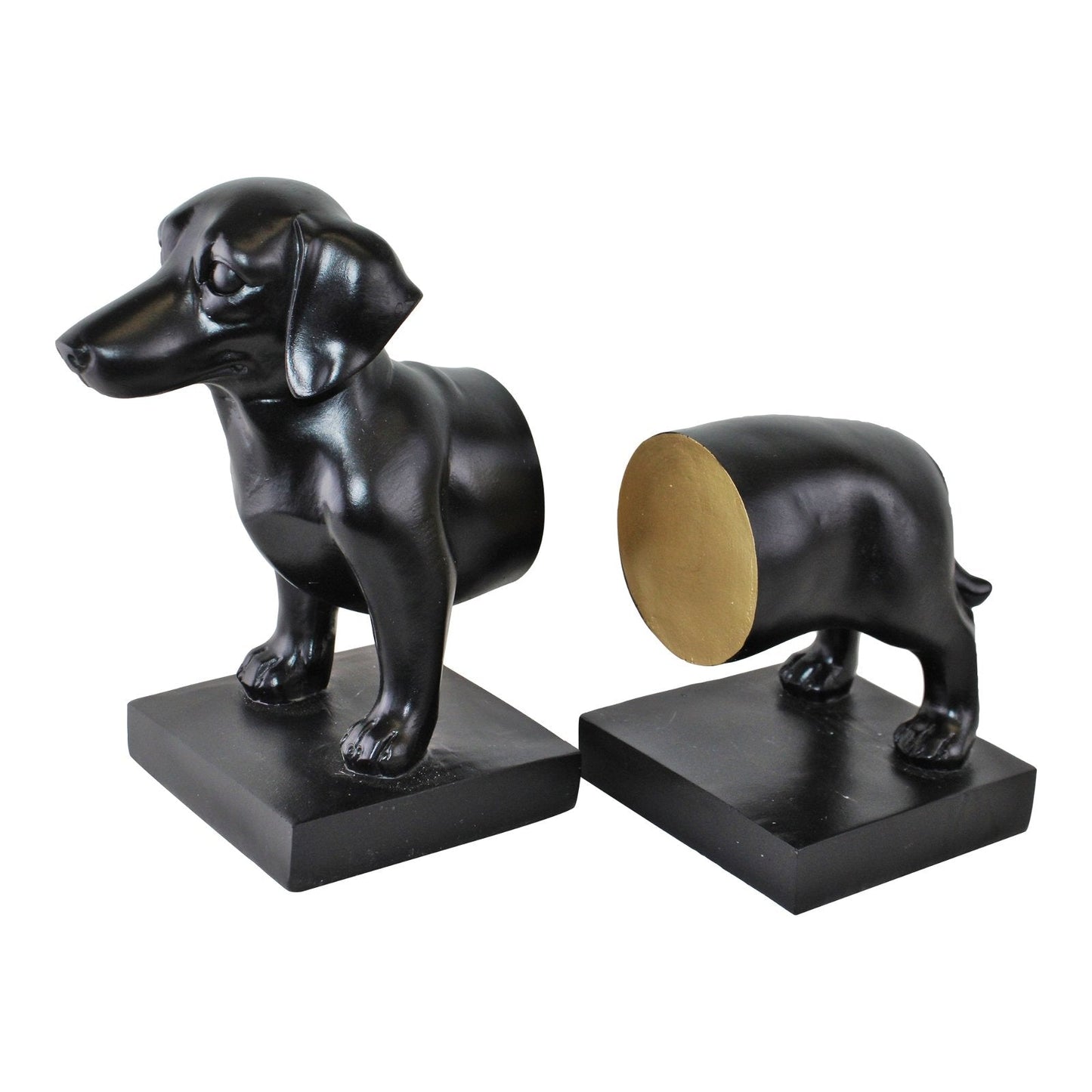 Sausage Dog Bookends, Black Finish