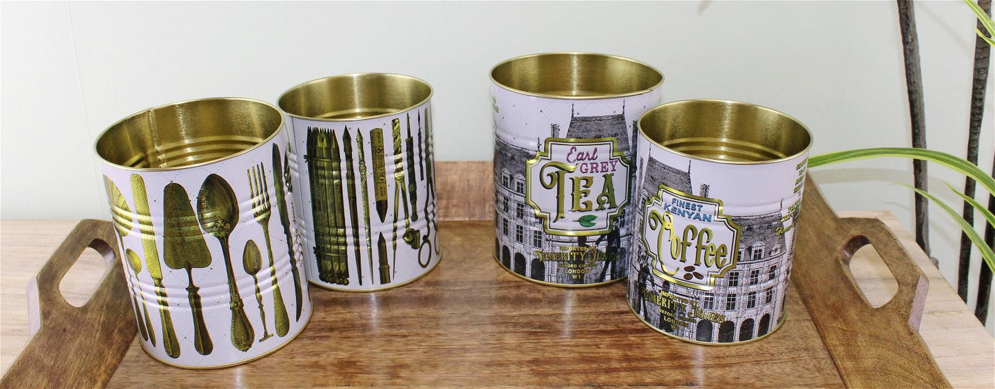 Set of 4 Vintage Style Storage Tins