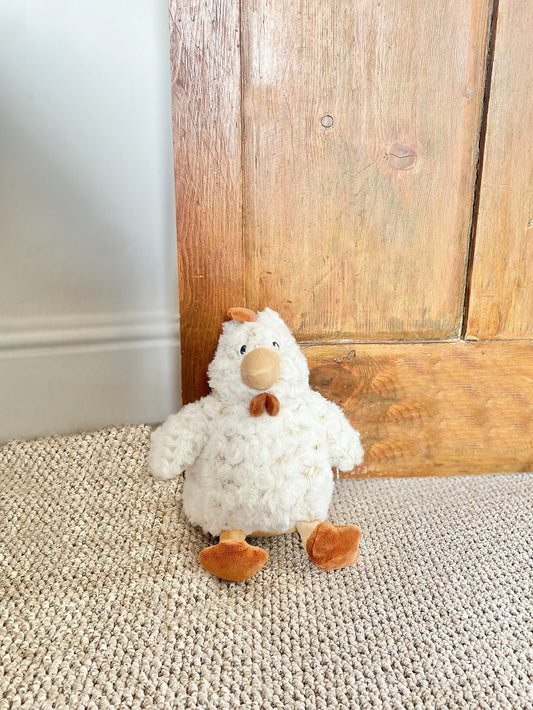 Curled Fur Fabric Brown Chicken Doorstop