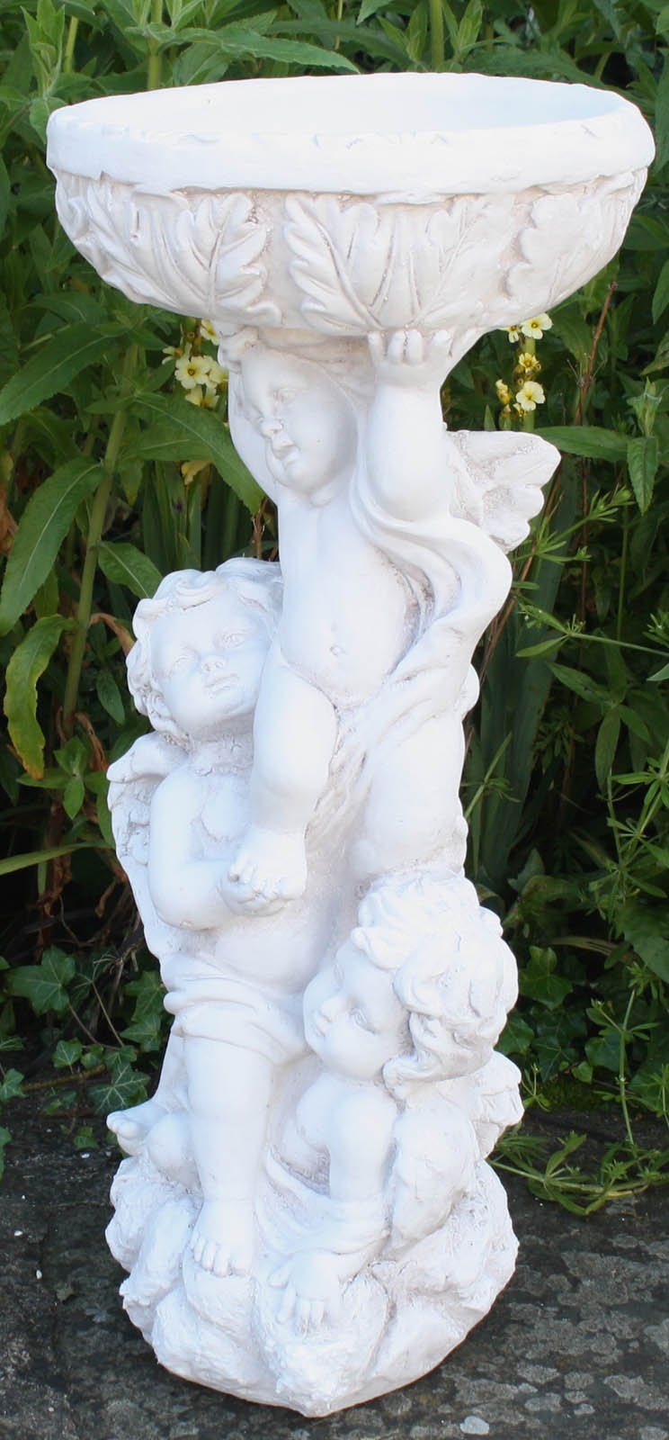 Stone Effect 3 Cherub Jardiniere Or Bird Bath