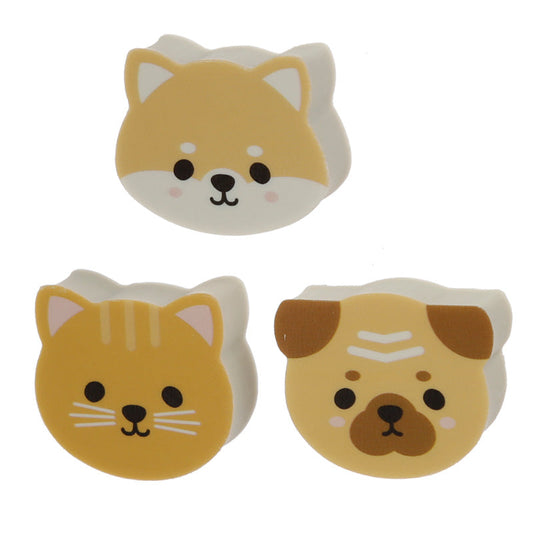 Adoramals - Pug, Cat, Shiba Inu 3 Piece Eraser Set