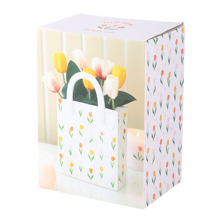 Tulip Print Ceramic Bag-Shaped Flower Vase