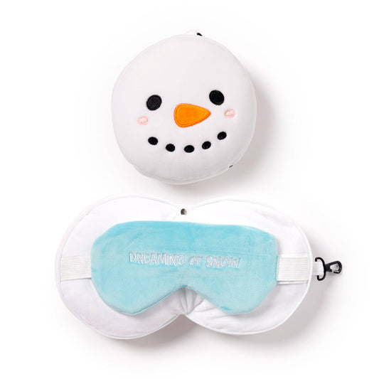 Christmas Snowman Plush Pillow & Eye Mask Set