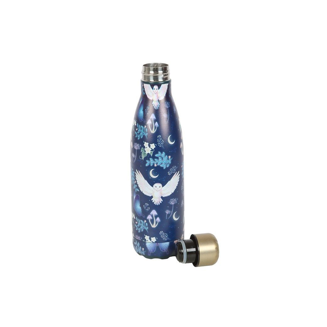 Night Flight Owl Print Metal Water Bottle