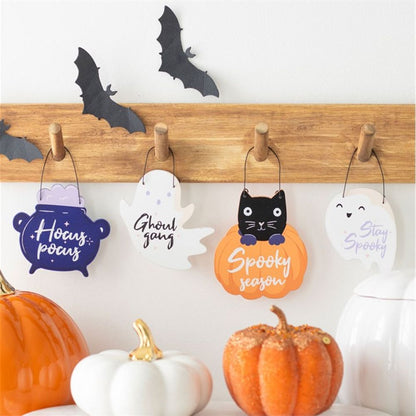 Set of 24 Mini Spooky Signs on Display