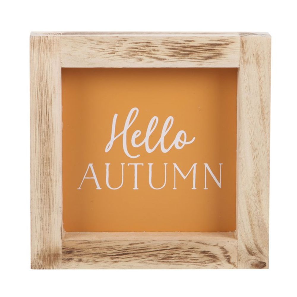 Orange Hello Autumn Wooden Frame Sign
