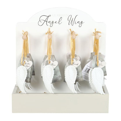 Set of 24 Angel Wing Hanging Decorations on Display