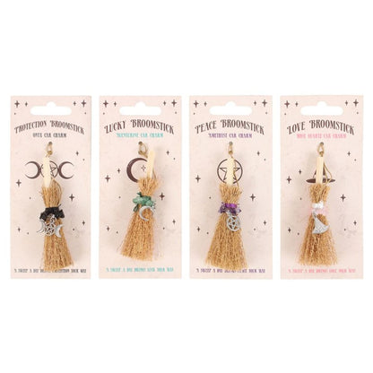 Pack of 12 Lucky Crystal Broomstick Car Charms