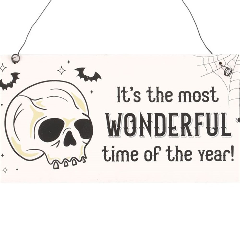 Most Wonderful Time of the Year Skull Hanging Sign