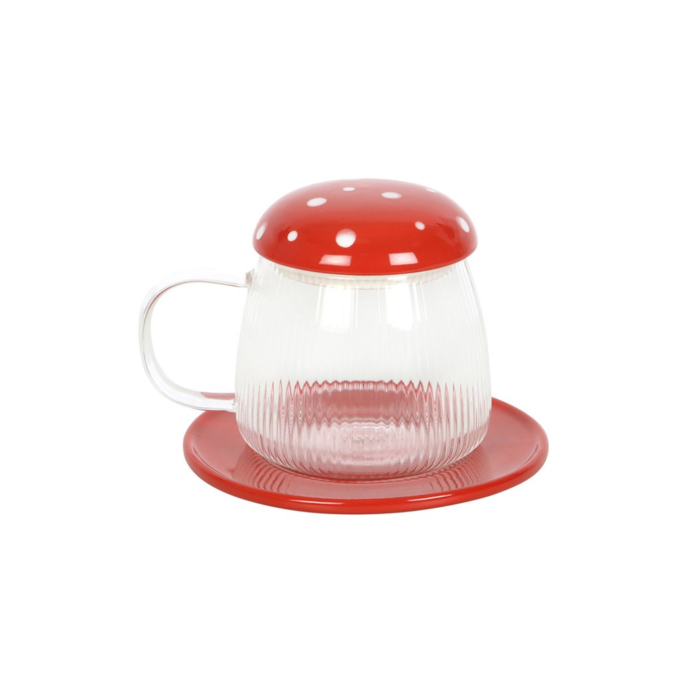Glass Mushroom Mug and Saucer