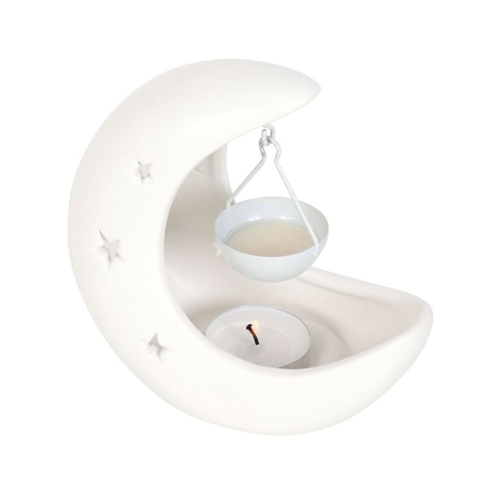 White Crescent Moon Hanging Oil Burner