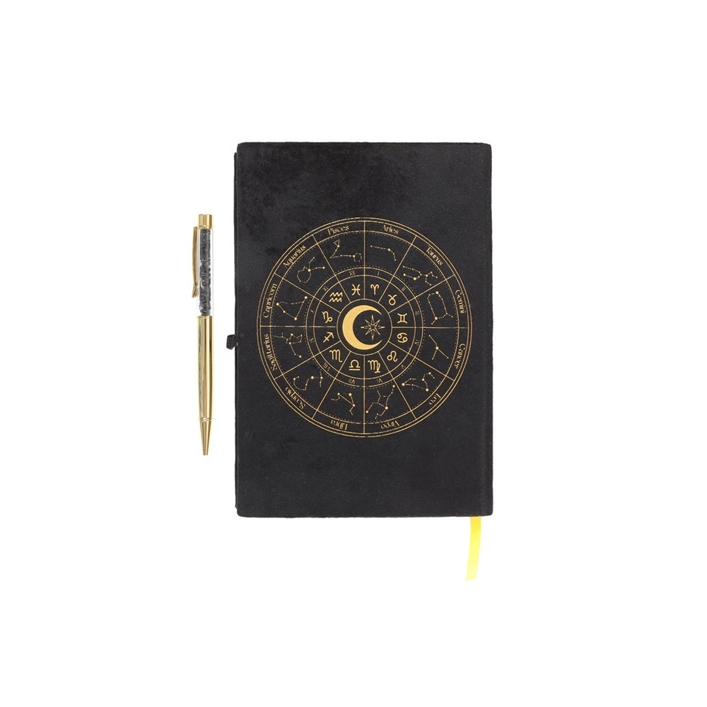 Astrology Wheel Journal with Black Obsidian Pen