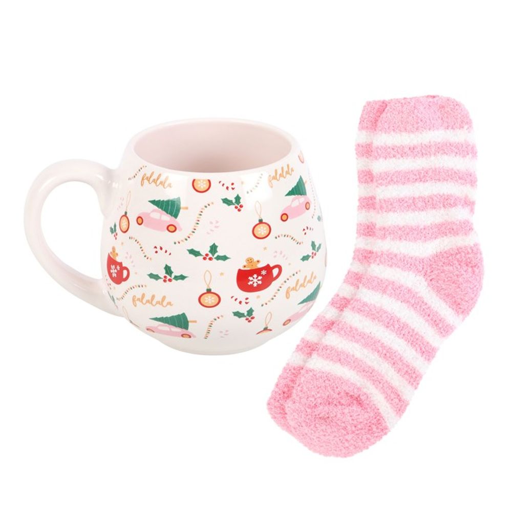 Sugarplum Fun Christmas Print Mug and Socks Set