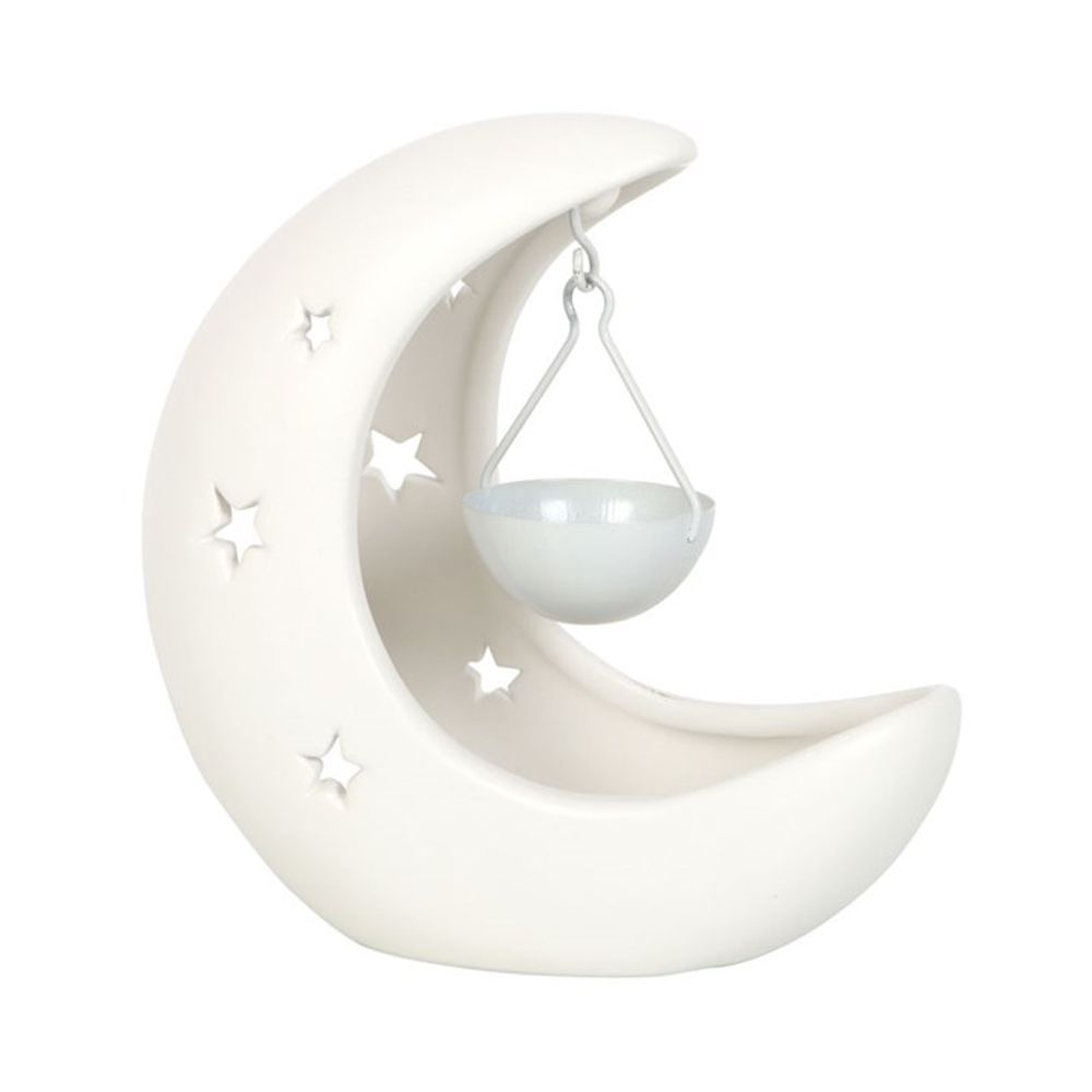 White Crescent Moon Hanging Oil Burner