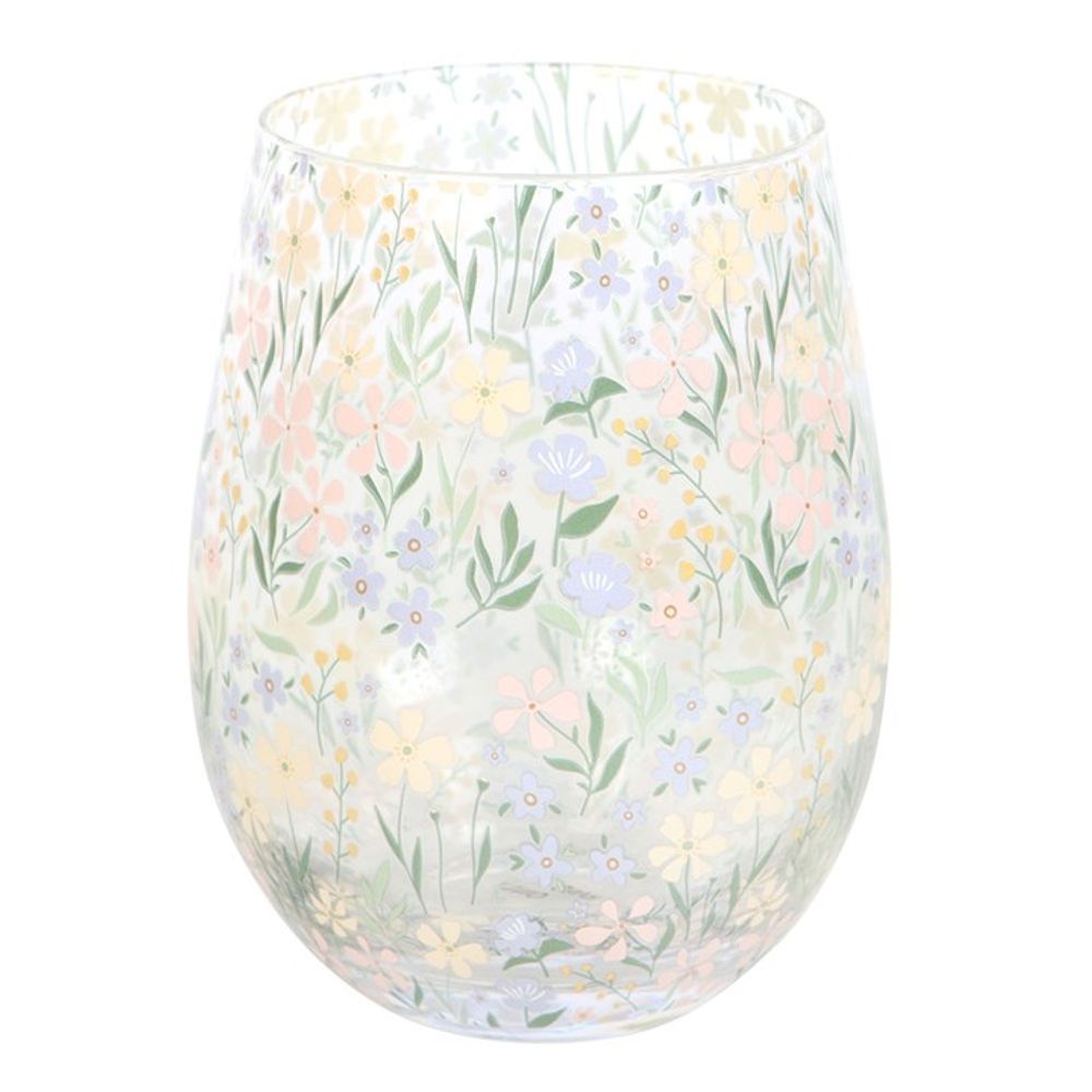 Ditsy Floral Print Stemless Glass