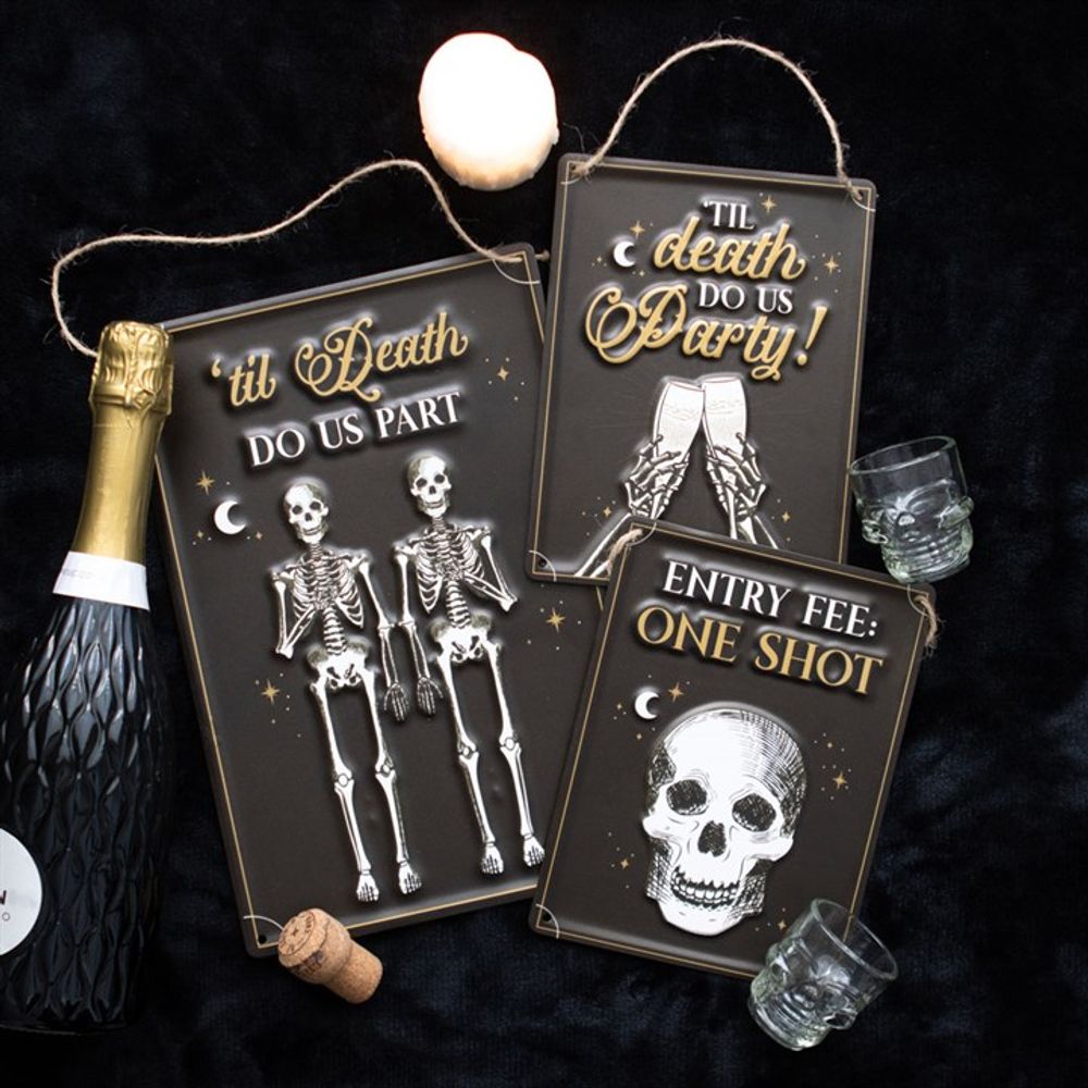 Til Death Do Us Party Champagne Hanging Metal Sign