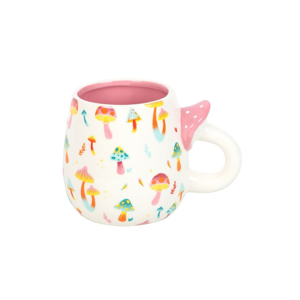 Funky Fungi Print Mug with Mushroom Handle