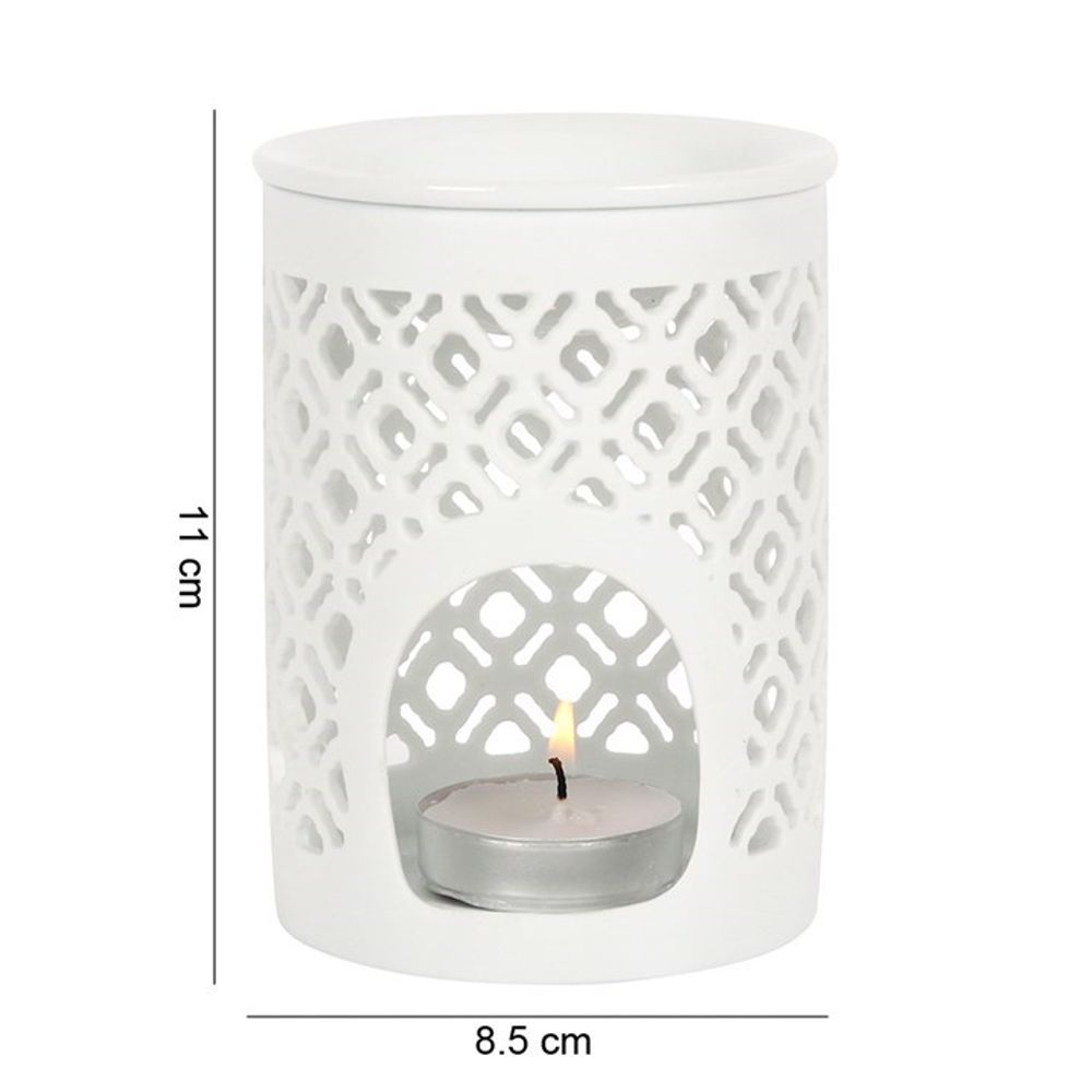 White Matte Lattice Cut Oil Burner