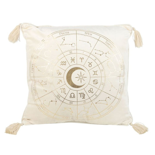 35cm Square Off White Astrology Wheel Cushion