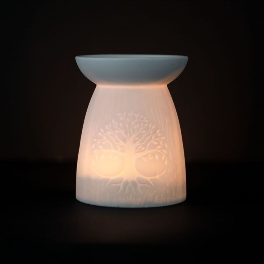 White Ceramic Tree of Life Oil Burner