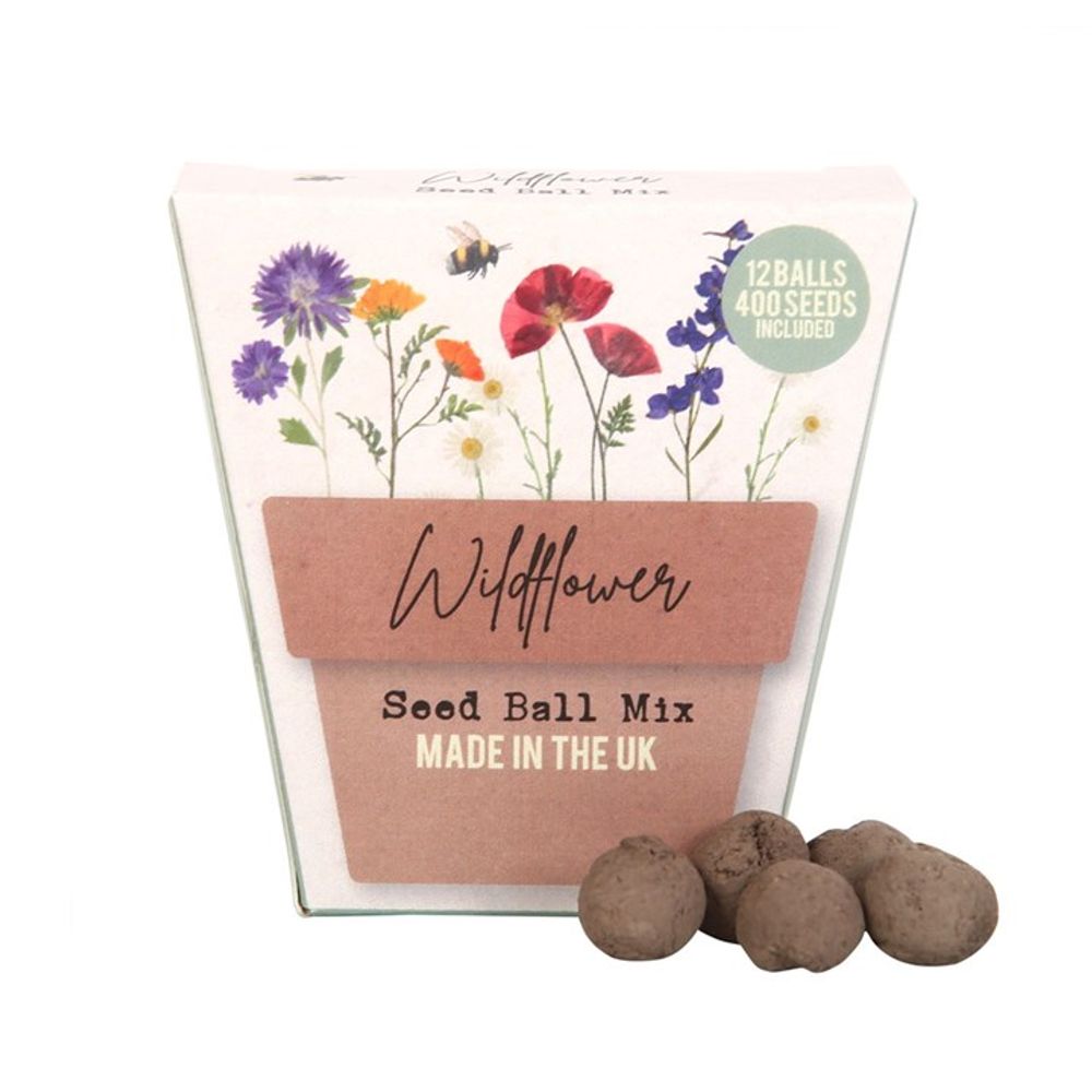 Set of 12 Wildflower Seed Balls Packs in Display