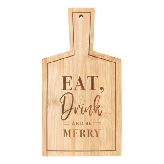 Eat, Drink and Be Merry Bamboo Serving Board