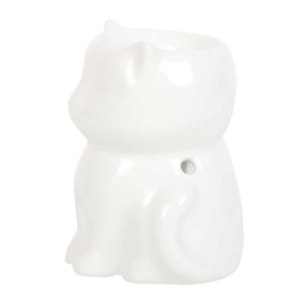 Shiny White Cat Oil Burner