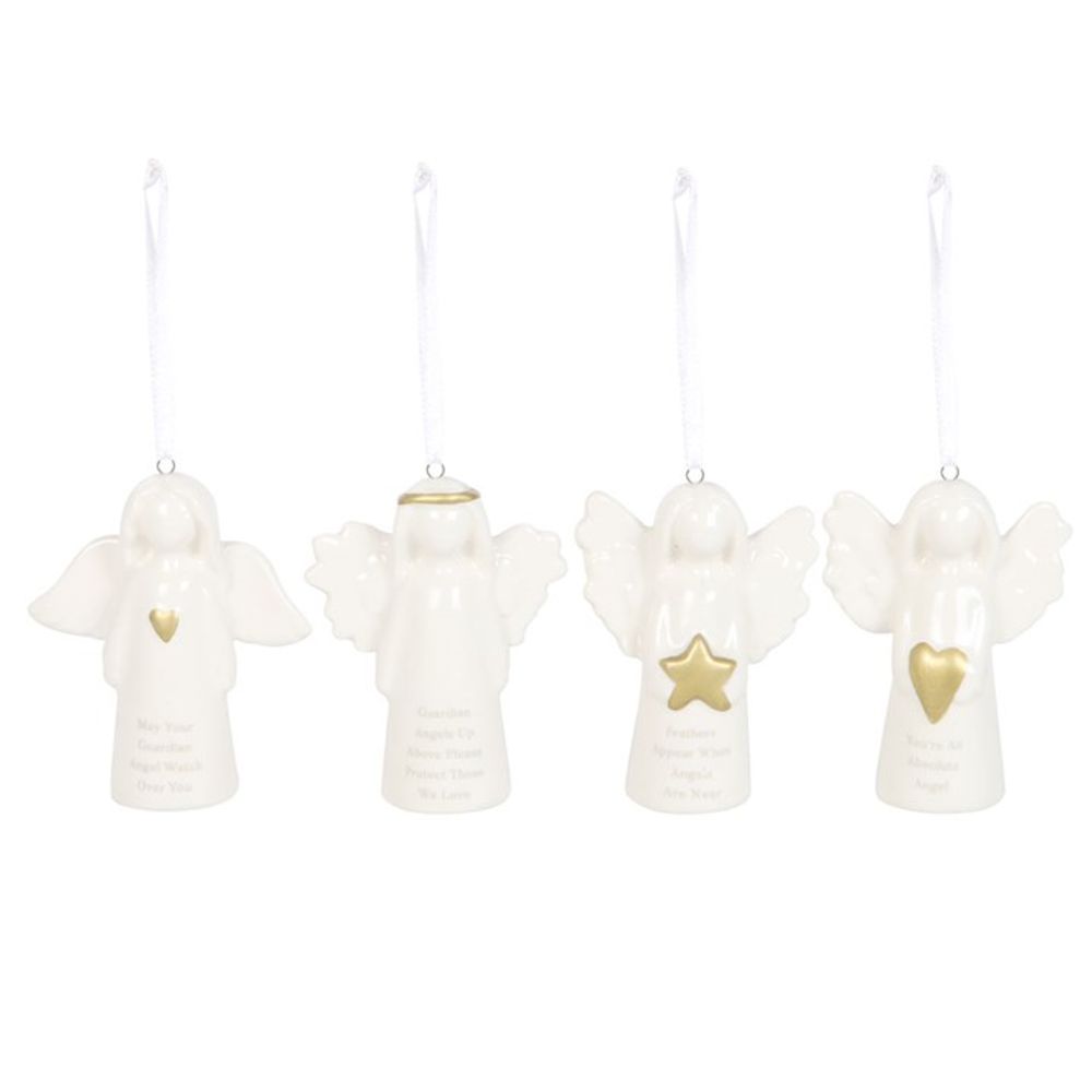 Set of 24 Angel Sentiment Ornaments on Display